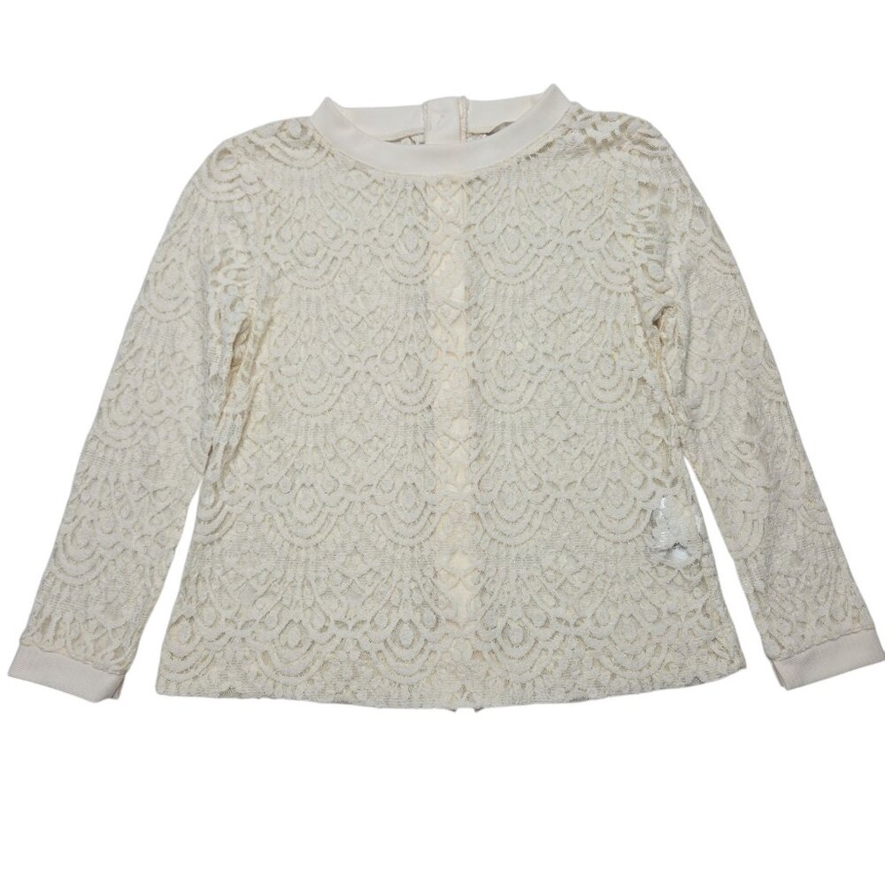 Banana Republic Top Womens Small Beige‎ Sheer Floral Lace Coquette Boho Festival